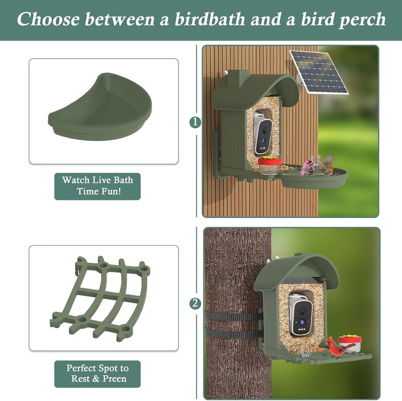 WAVEEME Bird Feeder with Camera, AI Identification, 3K Live View, 2.4G WiFi, Auto Record Videos, Instant Arrival Alerts, Backyard Birdwatching Gift for Birdlovers - Image 2